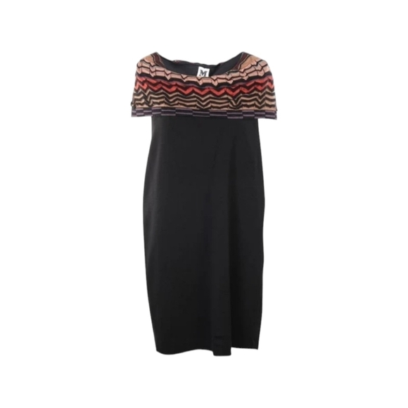 Missoni Black Knit Foldover Multicolor Collar Dress - Picture 4 of 6